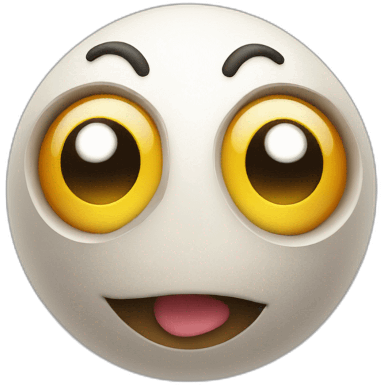 3d sphere with a cartoon smiling skin texture with big playful eyes emoji