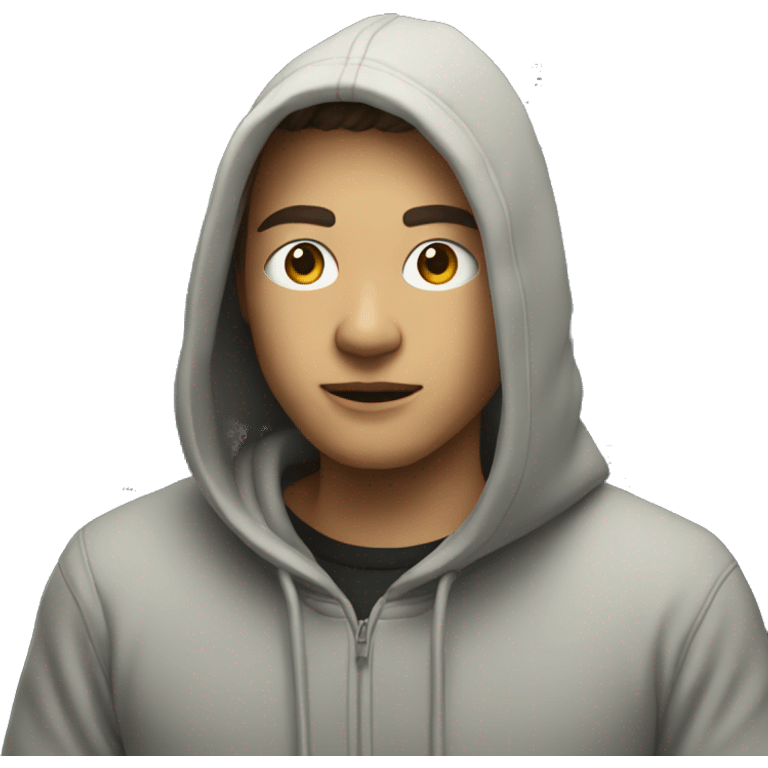 video editor wearing a hoodies printed "The Encoded' emoji