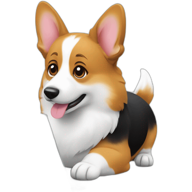 corgi working on a laptop emoji