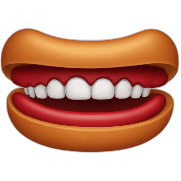 Having a red sausssage in mouth emoji