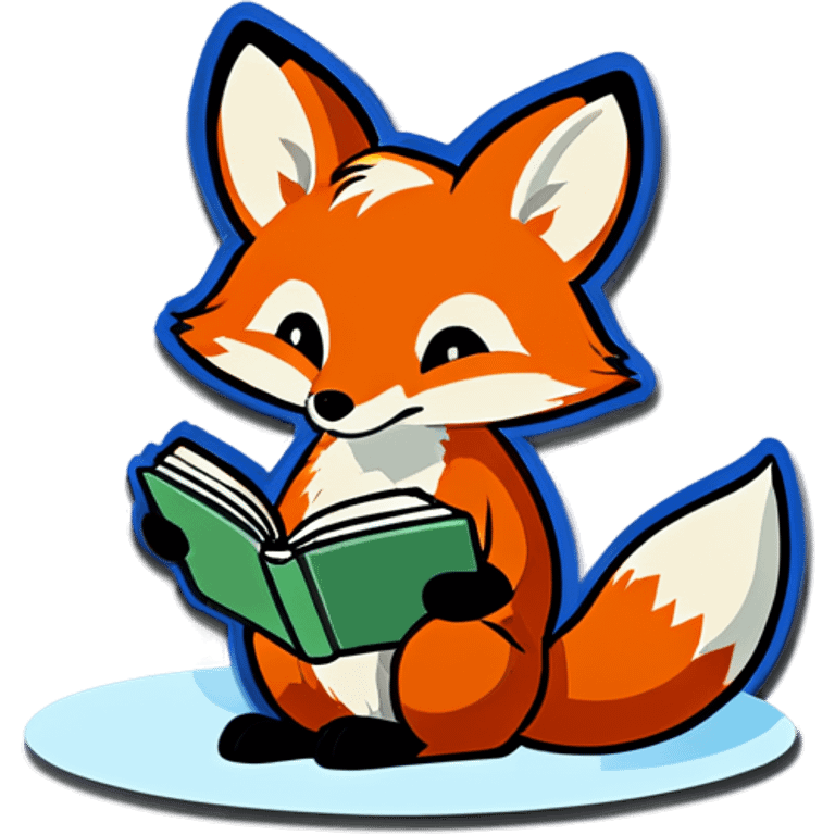 Tiny fox read book emoji