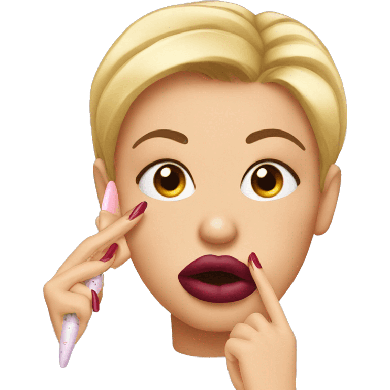 Sassy emoji looking at nails with lips puckered  emoji