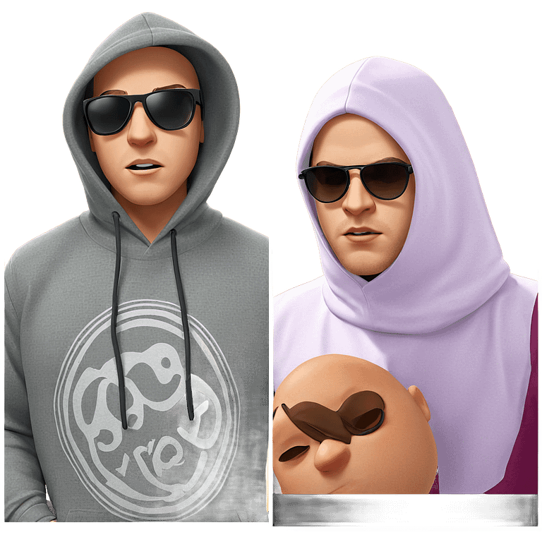 hooded boys with sunglasses emoji