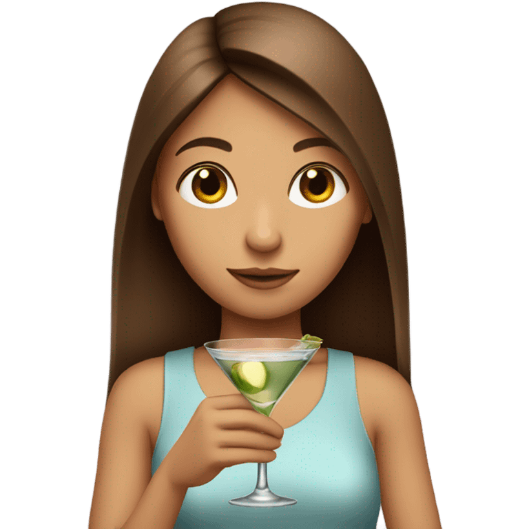 Long straight brown hair girl holding a martini emoji