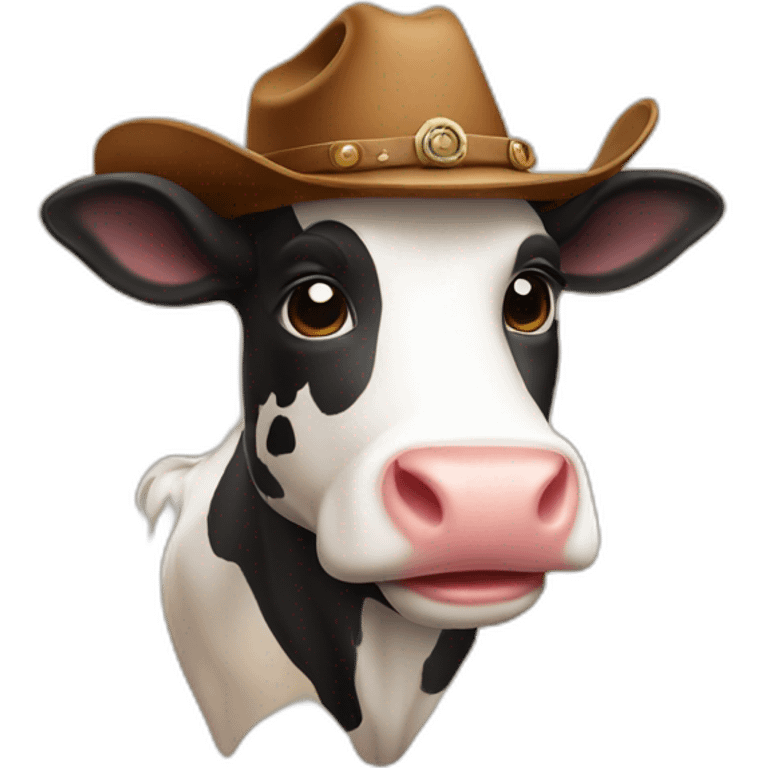 Cow wearing a cowboy hat cute emoji