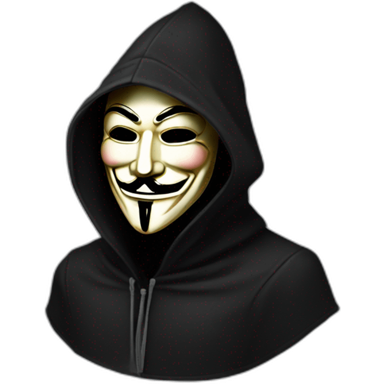 Guy Fawkes mask with black hood disappointed emoji