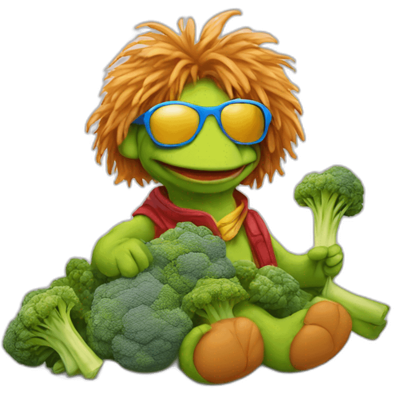 Fraggle with sunglasses eating brócoli  emoji