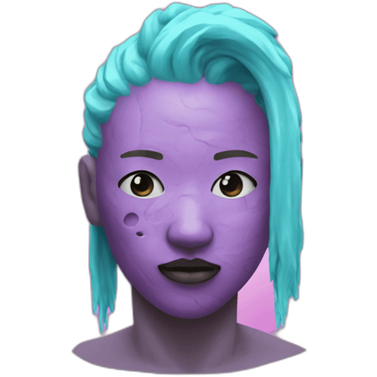 Vaporwave one side of face scarred emoji