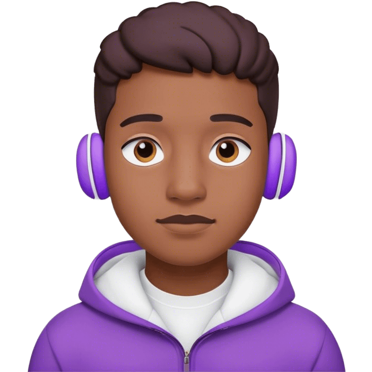 A boy with a purple Airpods Max emoji