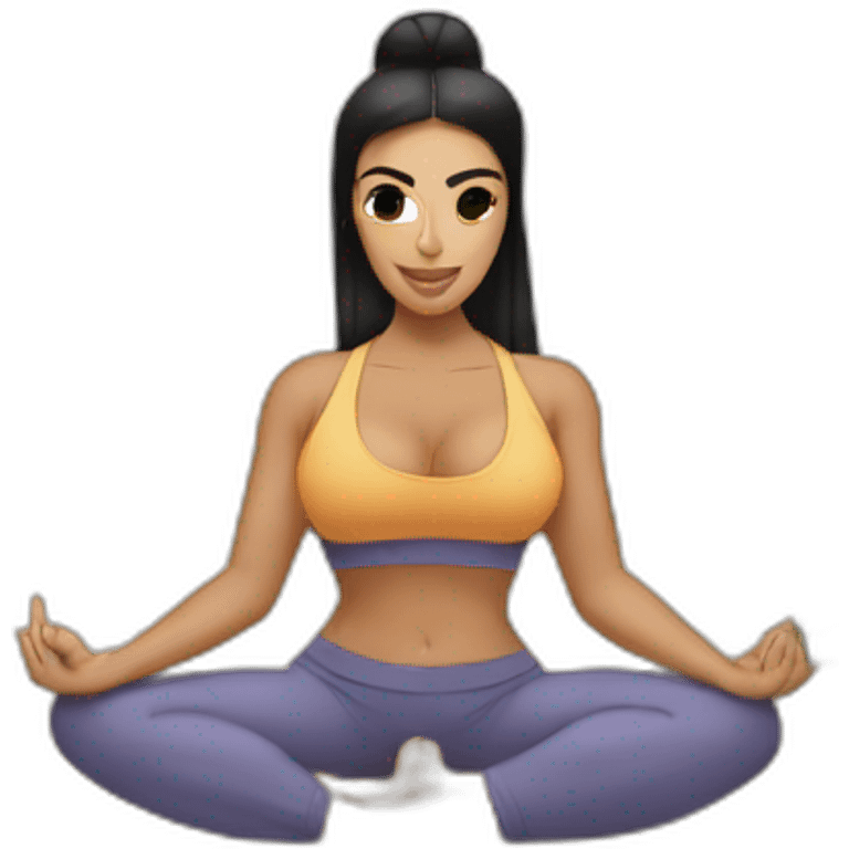 Kim Kardashian doing Yoga on a Big buff Gorilla emoji