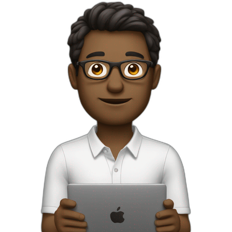 man with laptop in front, round glasses, dark brown hair emoji