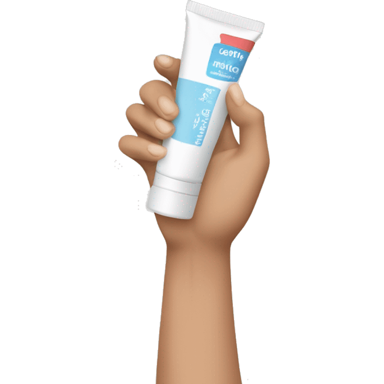 A hand holding a moisturizer cream tube  emoji