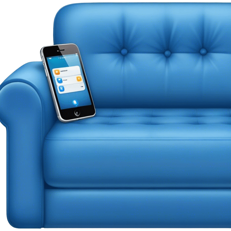 an iPhone on a blue couch emoji