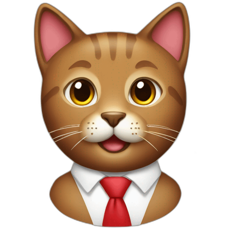 customer service brown cat with red tie emoji