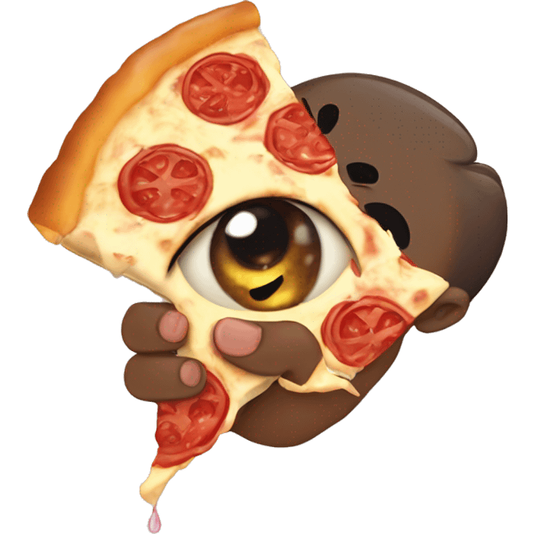 Face with pizza eyes and rose in a hand  emoji