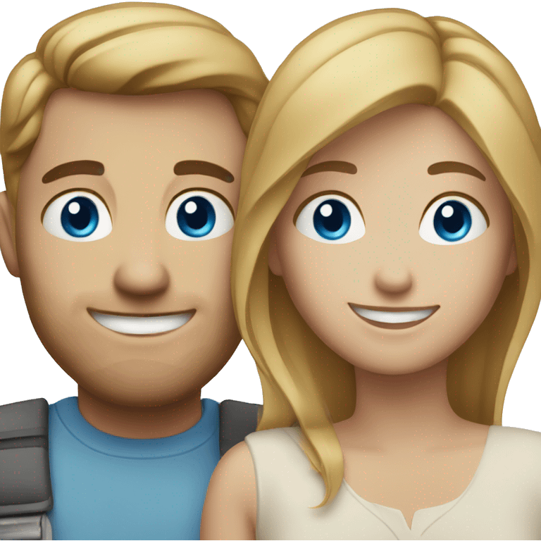 smiling couple with blue eyes emoji