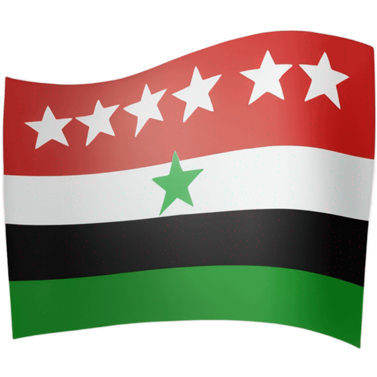 Free Syrian flag (green top, white middle with 3 red stars, black bottom emoji