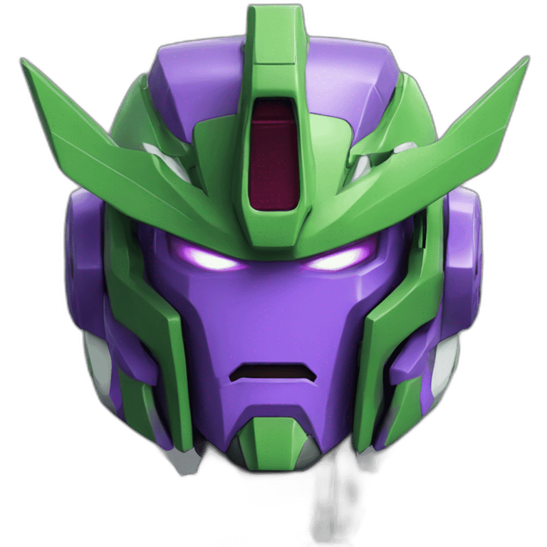 purple and green gundam mecha face emoji