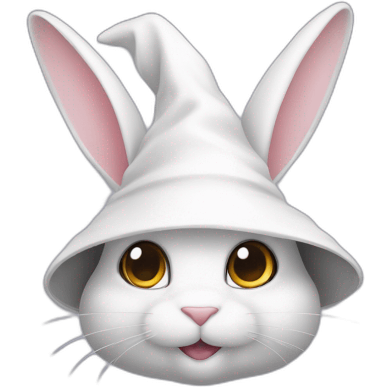 White wizard bunny with big ears and hat emoji