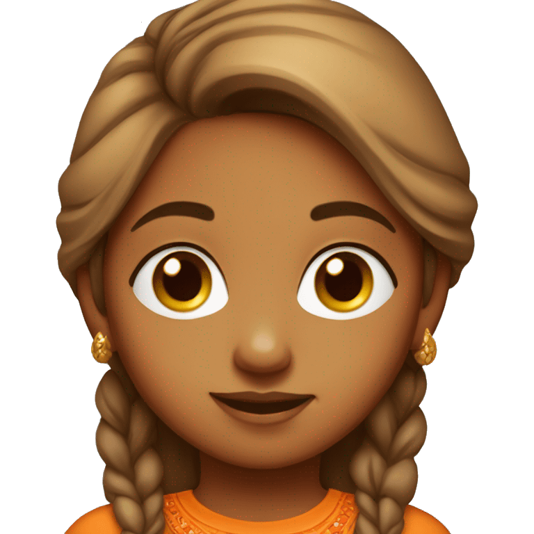 Caramel Indian girl with orange shirt emoji