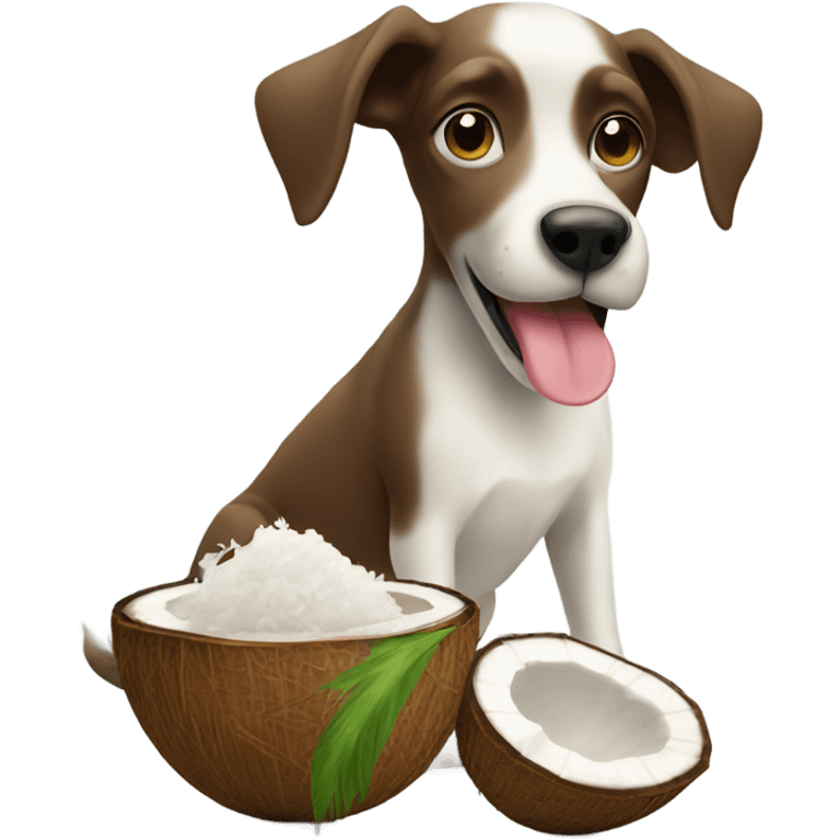 Dog drinking from coconut emoji