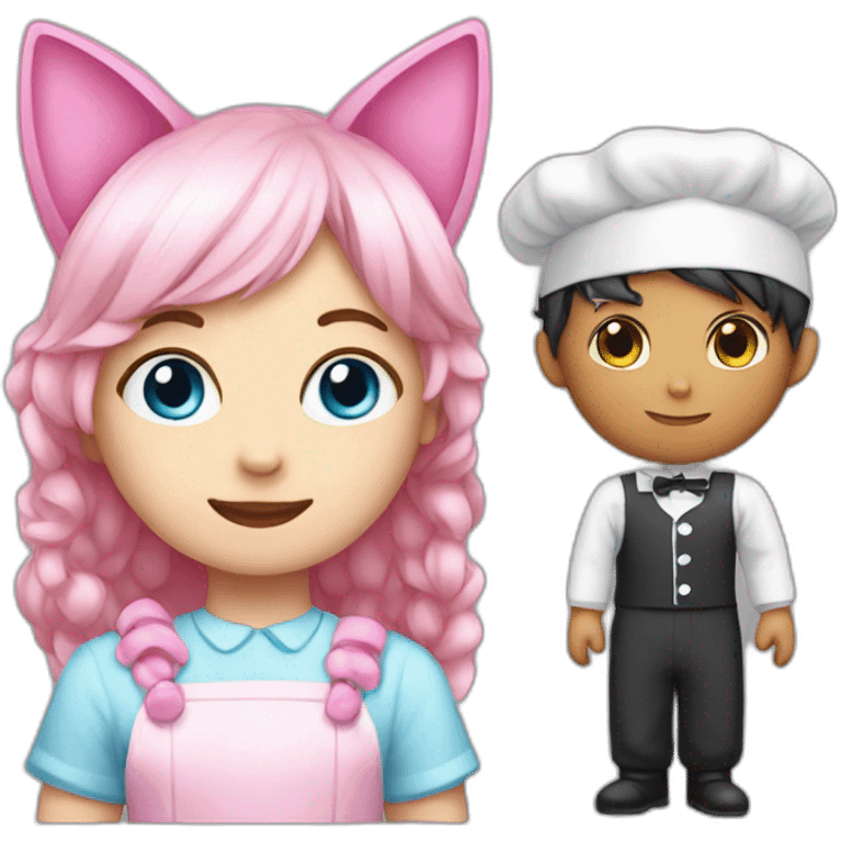 Boy with a pink boy cat ears and a maid dress emoji