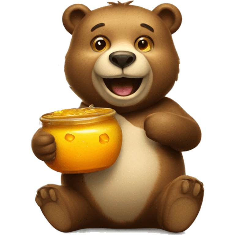 Happy Bear with a honeypot emoji