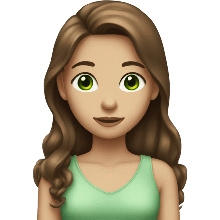 Girl with long brown hair and green eyes emoji