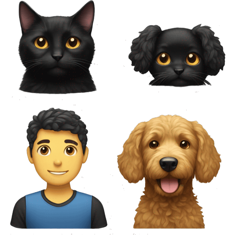 Black cat and golden doodle emoji