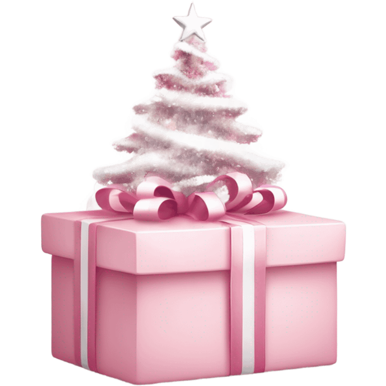 Light pink Christmas gifts under a white Christmas tree  emoji