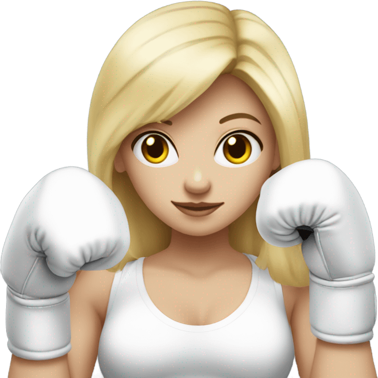 Boxing blonde girl with white gloves emoji