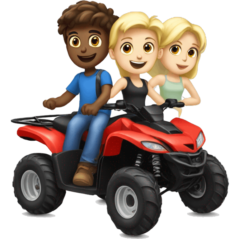 Quad bike with blonde boy and brunette boy emoji