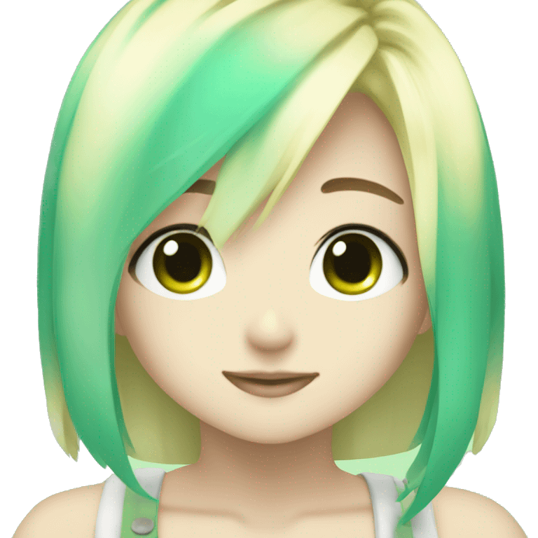 Anime blonde girl with green Aqua eres emoji