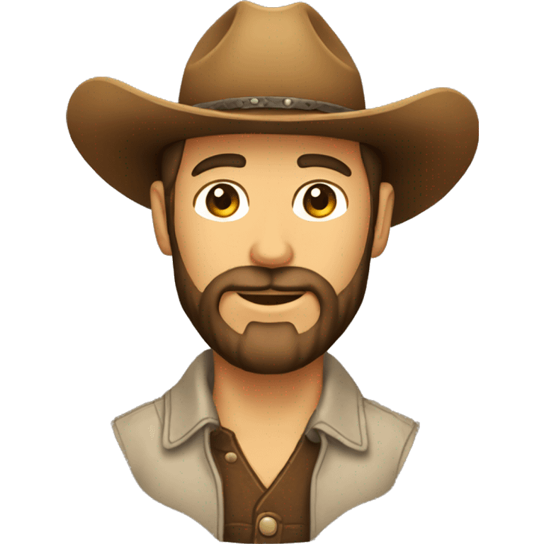 Crea un emoji de una cara DE UNA chico con barba con sombrero de vaquero  emoji