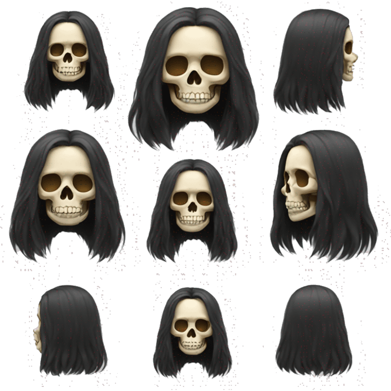 skull long hair emoji