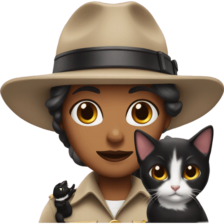 female sheriff pink with two black and white cats emoji