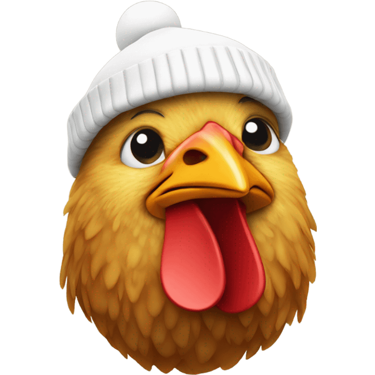 chicken with a red bobble hat on emoji