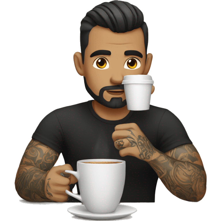 tattooed men drinking coffee emoji