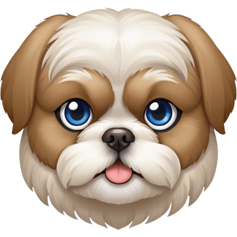 Beige and white Shih Tzu with one blue eye and one brown  emoji