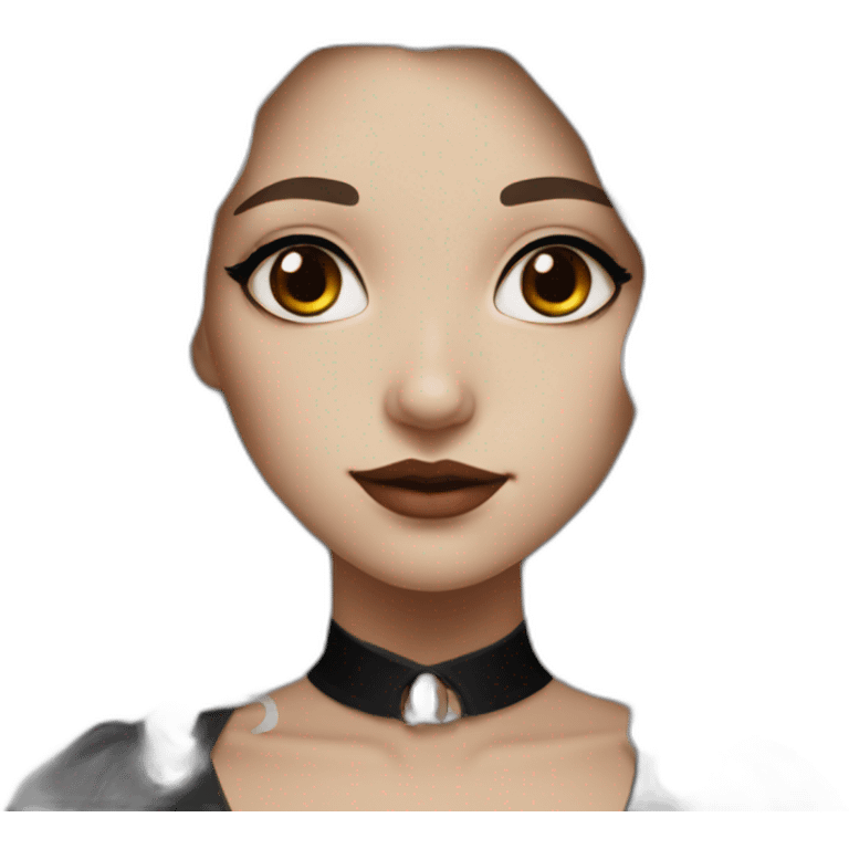 white hair girl with black gothic dress brown eyes with freckles emoji