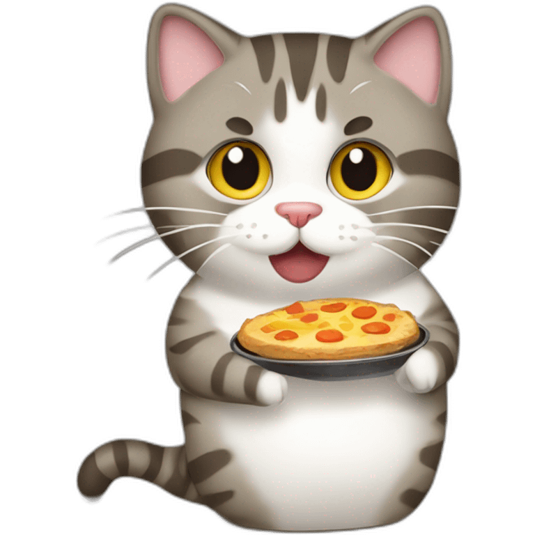 Chubby brown gray tabby cat stealing food emoji