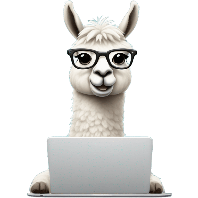 lama with glasses typing on laptop emoji