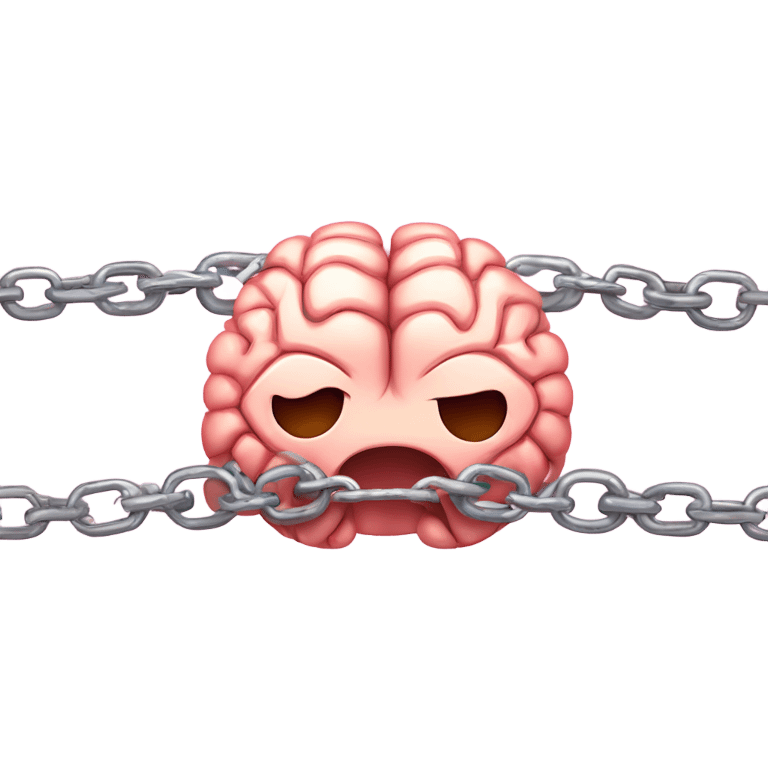 Brain bound with hearts in chains emoji