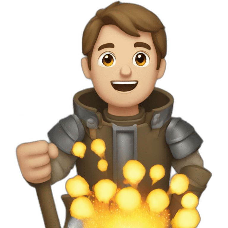 medieval Pyrotechnician seeing some fireworks go off in front of him emoji