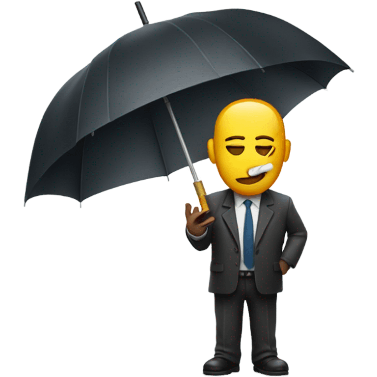 Man with the head of a cigarette holding an umbrella emoji