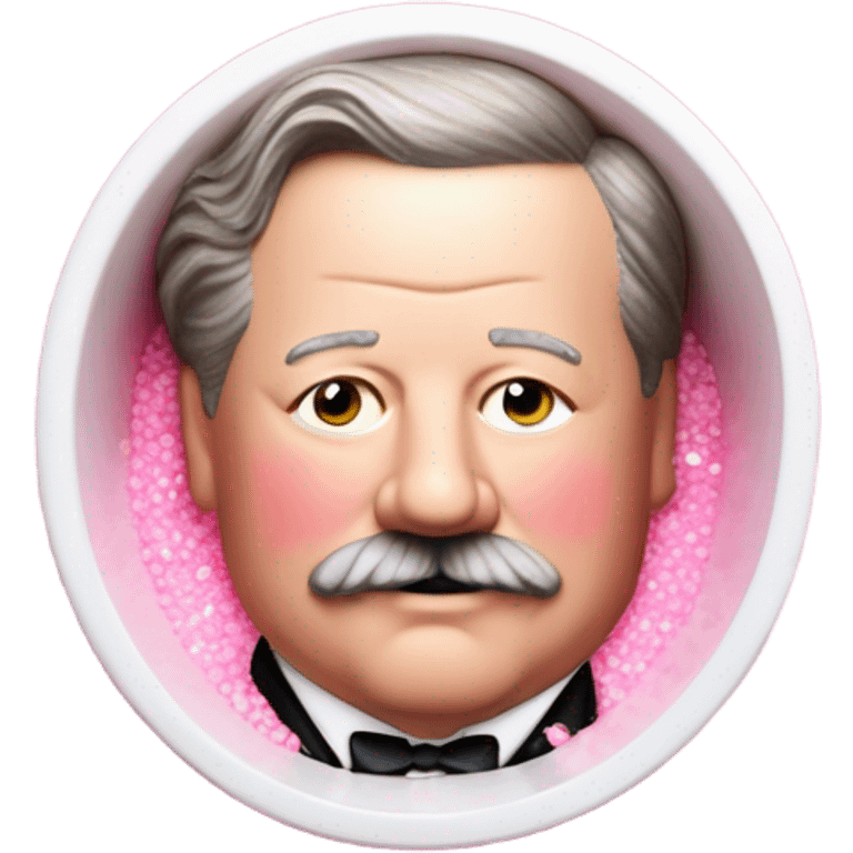 William Howard Taft in pink ombre tub with glitter  emoji