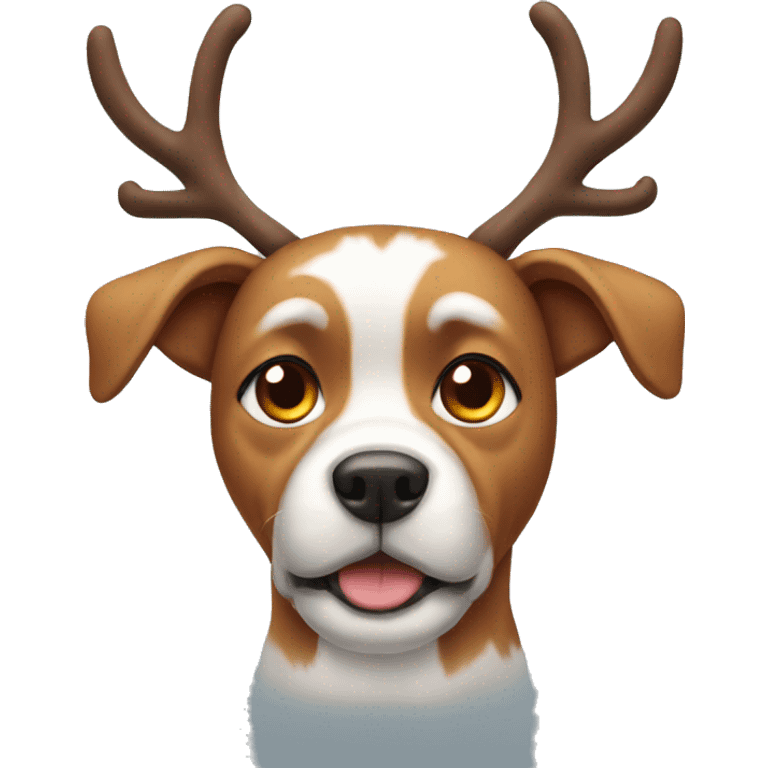 Dog wearing reindeer ears emoji