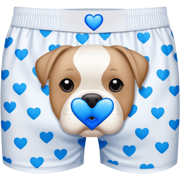 Blue heart patterned white boxers emoji