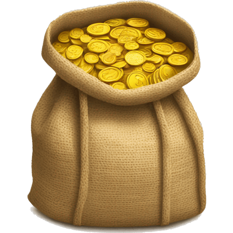 old open jute bag full of coins emoji