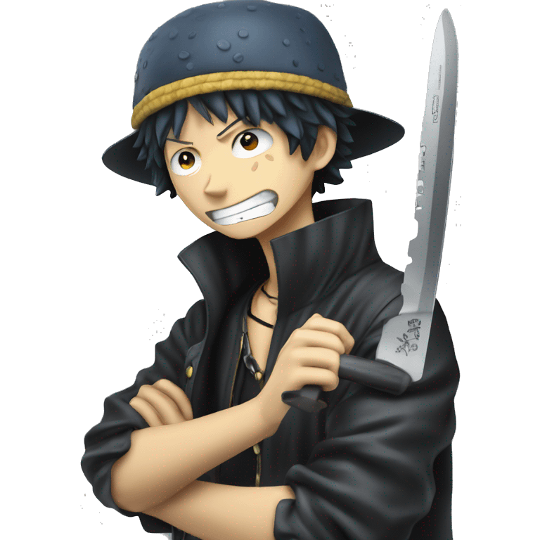 Trafalgar D. Water Law in ONE PIECE with a knife emoji